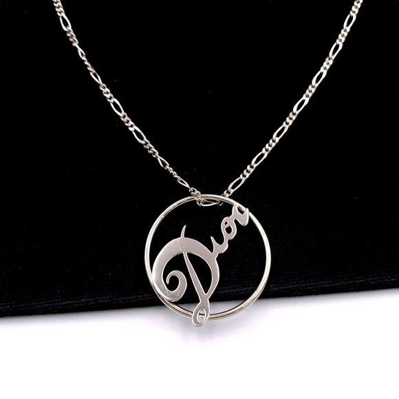 Dior Jewelry - Galliano x Dior “ DIOR” Script Logo Circle Pendant Necklace Y2K Girly Pop
